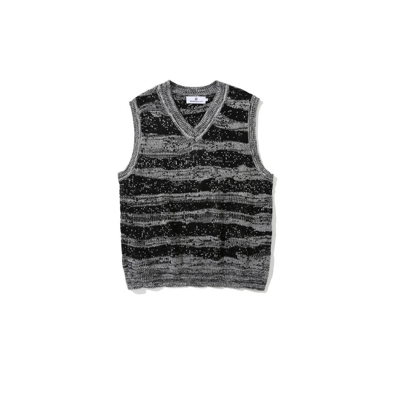 Men Sweater Vest Zebra Pattern Color Matching Sleeveless Sweater Vest Men's Loose V-neck Sweater Waistcoat Vest