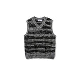 Men Sweater Vest Zebra Pattern Color Matching Sleeveless Sweater Vest Men's Loose V-neck Sweater Waistcoat Vest