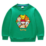 Children Pokemon Pikachu Hoodie round Neck Sweater Cotton Neutral
