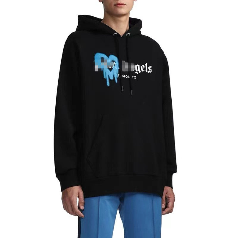 Palm Angels Hoodie Letter Hooded Sweater Men's and Women's Loose Hoodie Coat