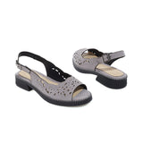 Flat Dress Sandals Summer Comfortable Low Heel Peep Toe Buckle with Cutout Sandals for Women
