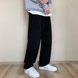 Mens Corduroy Pants Spring Straight Pants Men's Casual Loose Cropped Pants