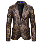 Bohemian Chic Wedding Guest Men Attire One-Button Suit Bronzing Python Print Suit Dress Costume