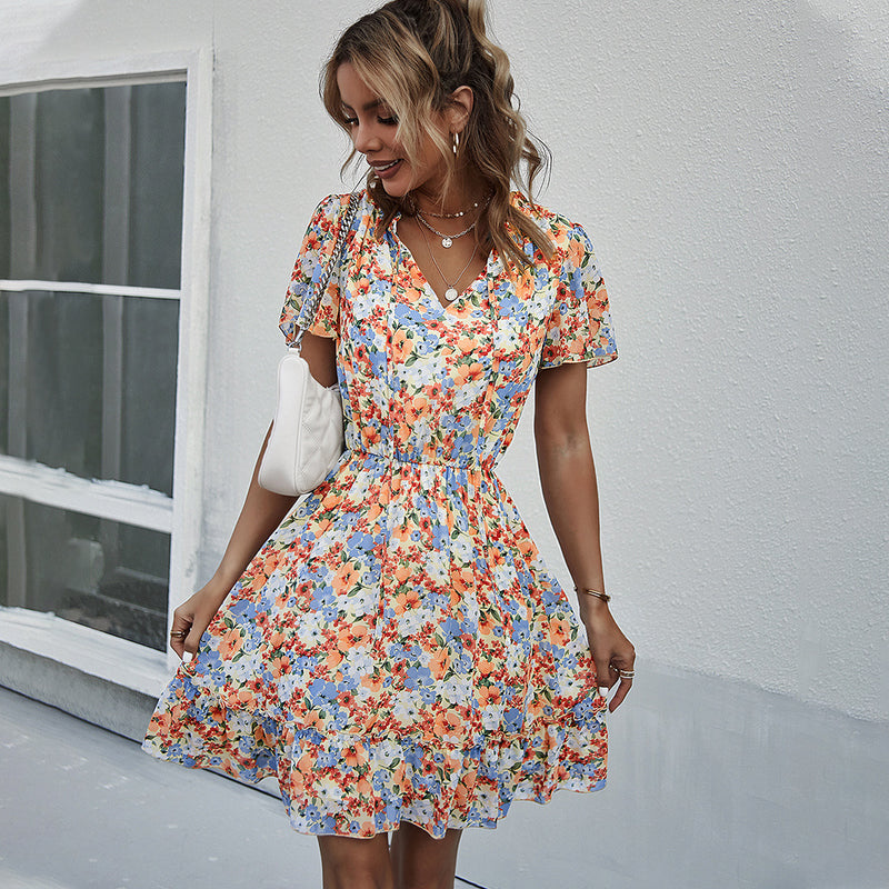 Emery Rose Dresses Casual Vacation Jumpsuit Skirt Summer Printed Lady A- line Skirt