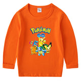 Children Pokemon Pikachu Hoodie Spring and Autumn Cotton round Neck Long Sleeve T-shirt