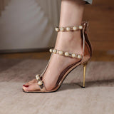 Nude Heels for Wedding Stiletto Heel Sandals