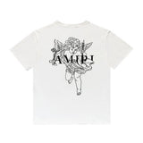 Amiri T Shirt Angel Sketch Printed Casual Hip Hop Short Sleeve T-shirt