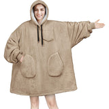 Hoodies Blankets Autumn and Winter Solid Color Plaid Lazy Blanket Multi-Pocket Leisure