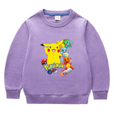 Children Pokemon Pikachu Hoodie Spring and Autumn Solid Color round Neck Sweater