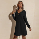Women Fall Outfits Dress V-neck Sexy Hip Knitwear Dress