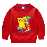 Children Pokemon Pikachu Hoodie Autumn Winter Solid Color with Fur Thick Warm Winter Clothing Top