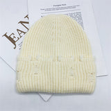 Toboggan Hat Autumn and Winter Knitted Woolen Cap Women's Warm Pullover Hat