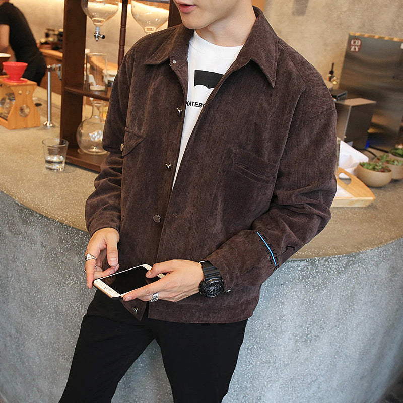 Corduroy Varsity Jacket Men's Jacket Youth Spring and Autumn Student Baseball Uniform Youth Jacket