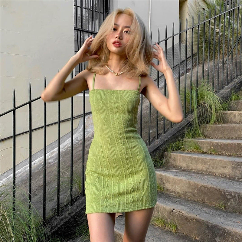 Homecoming Dresses Fashion Trend Summer Women's Solid Color Sexy Strap Type Short Skirt High Waist Dress