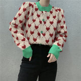 Preppy Aesthetic Sweater O-neck Short Cardigan Women's Knitwear