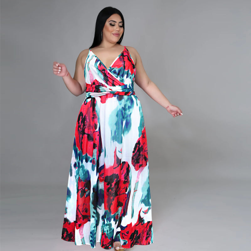 Nina Parker plus Size Dresses Sexy Strap Beach Chiffon Dress