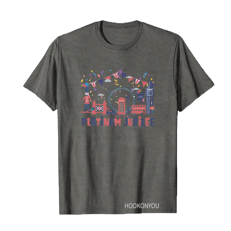 Inspired by Queen's Platinum Jubilee 2022 Elizabeth 70 Years T-shirt Printed Short Sleeve T-shirt