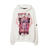 Mens Fall Outfits Vintage Men's Hooded Sweater Portrait Graffiti Printing Hoodie