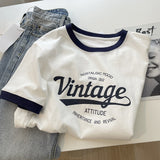 Preppy Aesthetic T Shirt Vintage Letter Print T-shirt