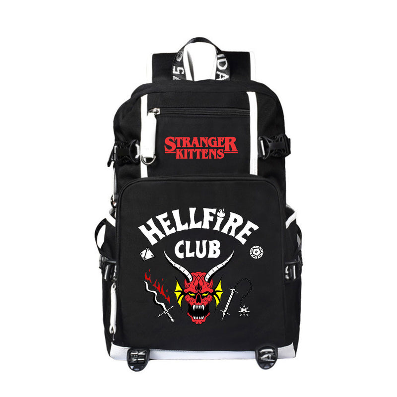 Stranger Things Hellfire Club Backpack Stranger Thing Backpack USB Charging Travel Bag