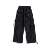 Mens Fall Outfits Solid Color Overalls Straight Drawstring Leisure Trousers