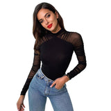 Music Festivals Rave Outfits Girls Tops Fall Women's Clothing round Neck Slim Fit Patchwork
