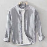 White Work Shirts Autumn Cotton and Linen Men Long Sleeve Shirt Top