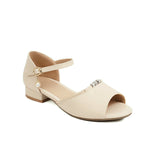 Flat Dress Sandals Summer Low Heel Peep Toe Buckle Sandals