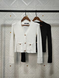 T Shirt Balmain Spring/Summer Knitted Padded Shoulder Coat V-neck Sweater