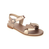 Flat Dress Sandals Summer Square Heel Retro Round Toe Large Size Hollow Buckle Casual Sandals