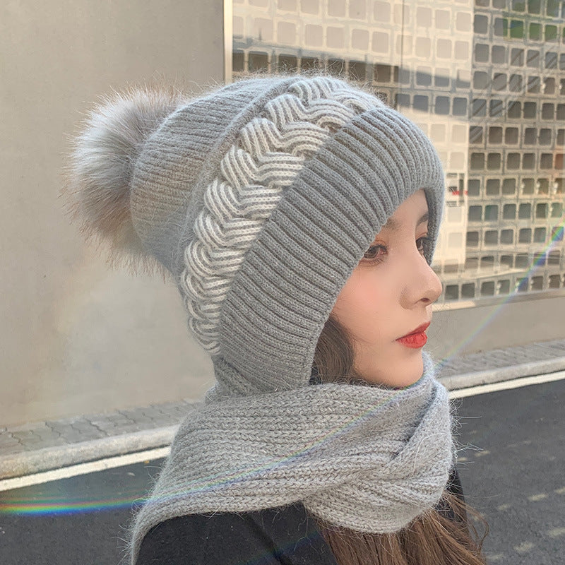 Women Winter Hats Women's Woolen Cap Scarf Hat Autumn and Winter