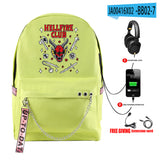 Stranger Things Hellfire Club Backpack Anime Peripheral Stranger Things Backpack Travel Bag USB Charging