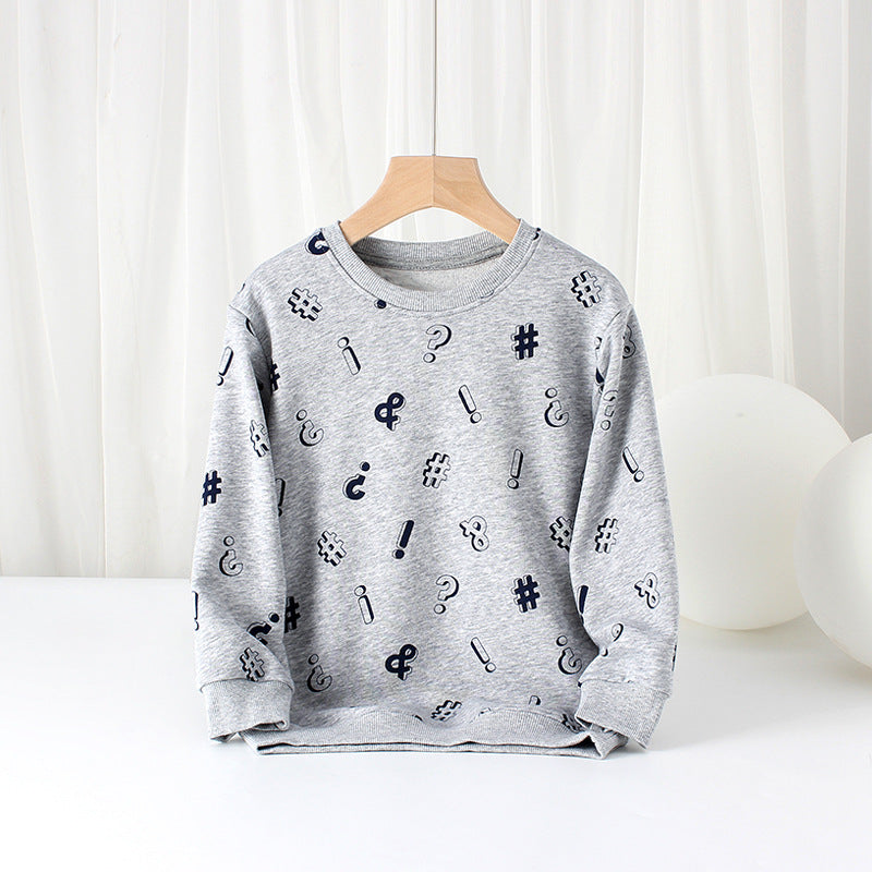 Children Boy Hoodie Spring and Autumn Long-Sleeved Sweater Printed Terry