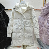 Women Winter Coats Puffer Jacket Down Coat Glossy Printed Letters Down Jacket Women's Hooded Jacket