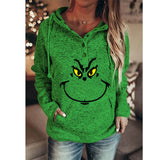 Grinch Hoodie Olive Green Long Sleeve Women's Hoodie Sweatshirt