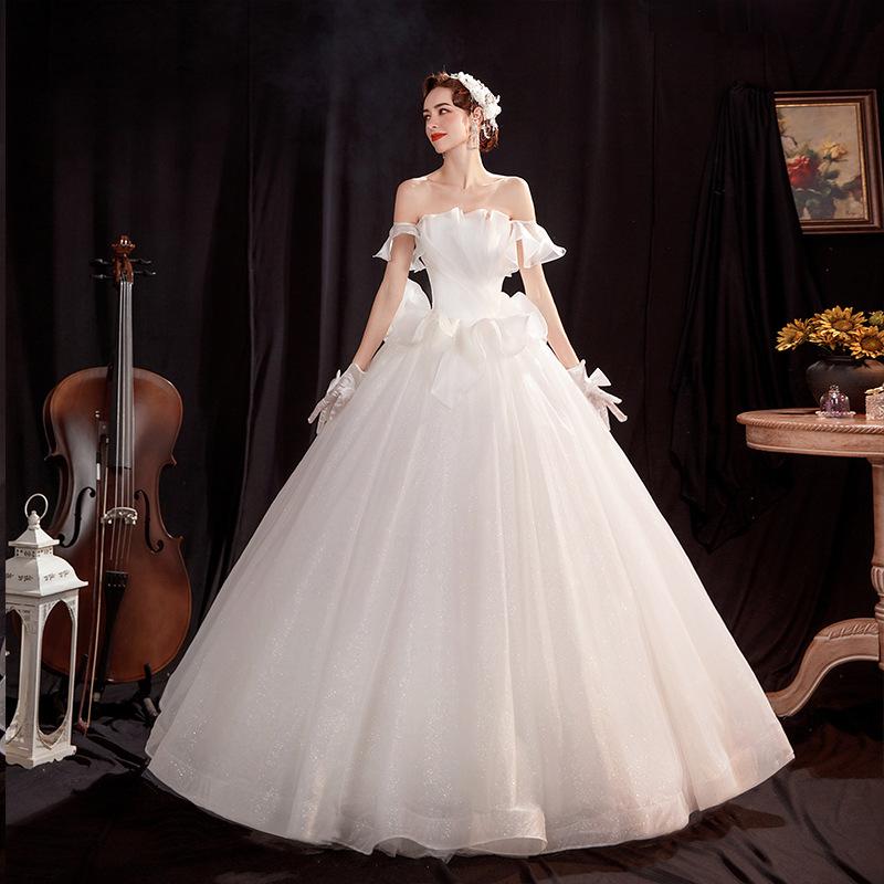 Women'S Evening Dress Ball Gown Princess Quinceanera Wedding Dresses Off Shoulder White Wedding Dress Sweet Princess Tulle Tutu Dress