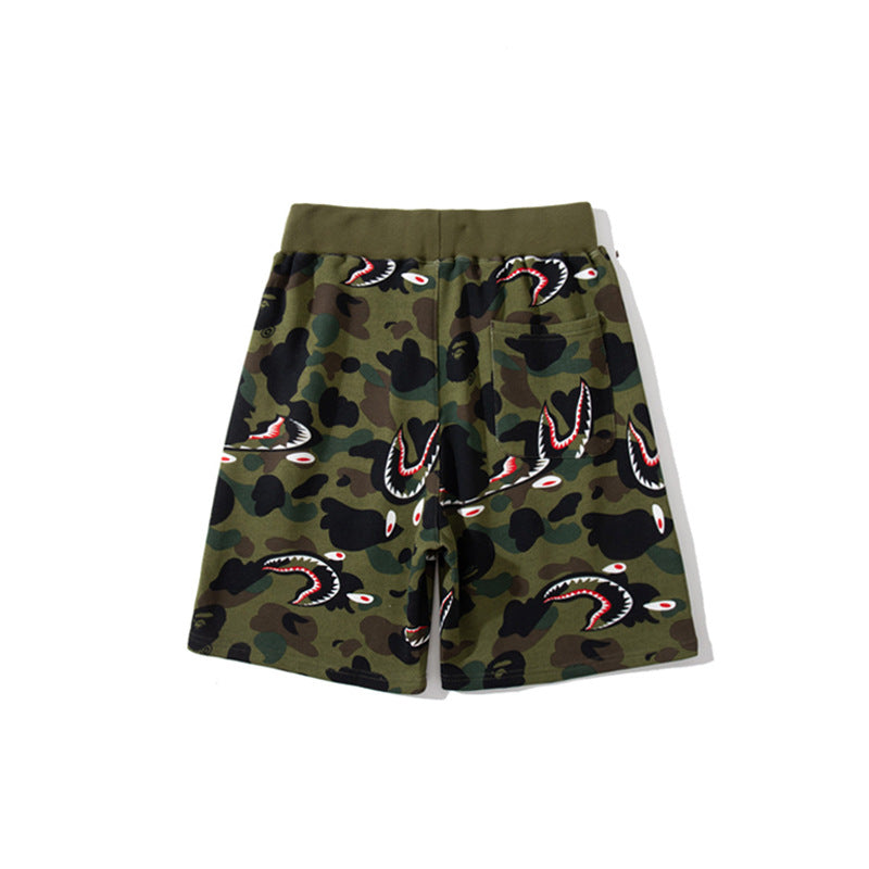 Shark Print Shorts Baby Boy and Girl Summer Deformation Shark Head Camouflage Stitching Camouflage Shorts Casual Fifth Pants