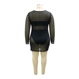 Nina Parker Black Dress plus Size Sexy Long Sleeve Narrow Dress