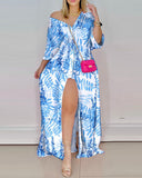 Nina Parker Graffiti Dress Loose Long Sleeve Striped Shirt Dress