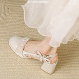 Nude Block Heel Peep Toe Mary Jane Women's Shoes