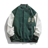 Green Varsity Jacket Baseball Jacket Men's Spring and Autumn Loose Top Fall Casual Jacket