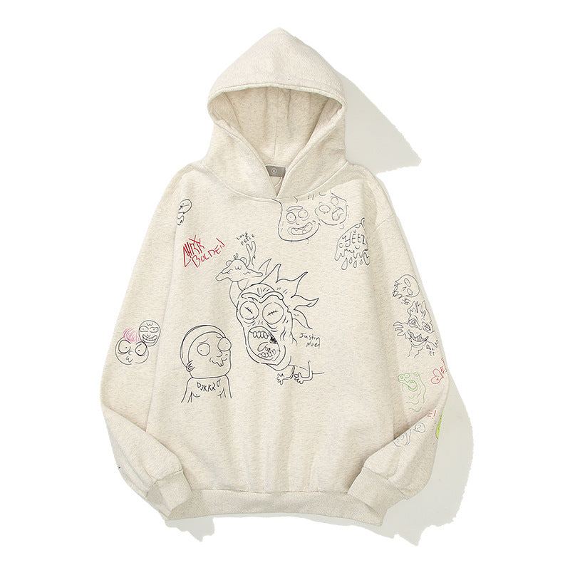 Cactus Flea Market Hoodie Autumn and Winter Cartoon Anime Print Hip Hop Men and Women Casual