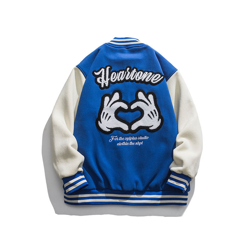 Baby Blue Varsity Jacket Spring Letters Towel Embroidery Baseball Uniform Jacket