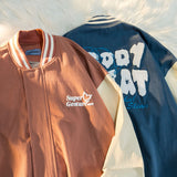 Baby Blue Varsity Jacket Baggy Coat Men's and Women's Jacket Autumn Baseball Uniform