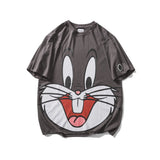 Bugs Bunny Shirt Loose Casual Cartoon Gray Clothing for Men