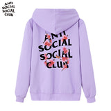 Anti Social Club Hoodie Men's Pansy Print Autumn Winter Sweater