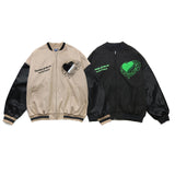 Brown Varsity Jacket Embroidery Campus Student Long Sleeve Baggy Coat Men 'S And Women 'S Love Autumn Baseball Uniform Jacket