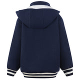 Brown Cropped Varsity Jacket Hooded Baseball Uniform