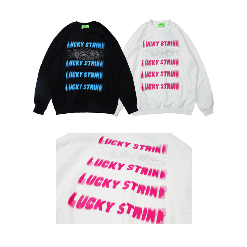 Mens Fall Outfits Graffiti Rhinestone round Neck Sports Sweater Casual