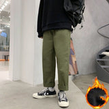 Men Pants Men's Casual Pants Fall/Winter Slim Solid Color Cotton